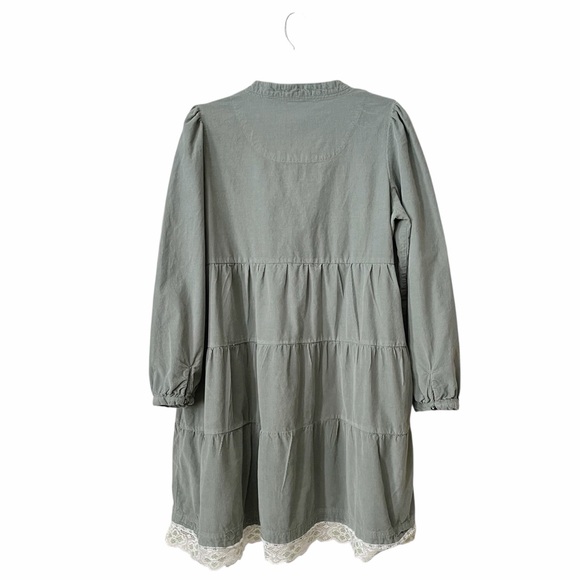 Lucky Brand Corduroy Tiered Dress Women's Sz L Long Sleeve Boho Prairie Western - Picture 3 of 6